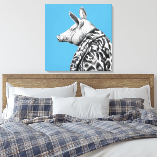 Varken in Jaguar bontjas (Old-School Blue) Canvas Afdruk (Insitu (Slaapkamer))