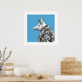 Varken in Jaguar bontjas (Old-School Blue) Poster