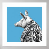 Varken in Jaguar bontjas (Old-School Blue) Poster (Voorkant)