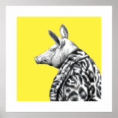 Varken in Jaguar bontjas (Retro Yellow) Poster (Voorkant)