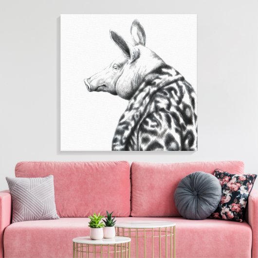 Varken in jaguar bontjas (sneeuw) canvas afdruk (Insitu (Woonkamer))