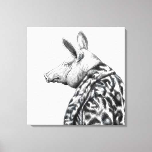 Varken in jaguar bontjas (sneeuw) canvas afdruk (Voorkant)