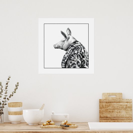 Varken in jaguar bontjas (sneeuw) poster (Keuken)