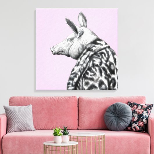 Varken in jaguar bontjas (Ume) Canvas Afdruk (Insitu (Woonkamer))