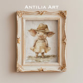 Varken in jurk  schilderij rustiek grillig poster