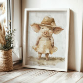 Varken in jurk  schilderij rustiek grillig poster