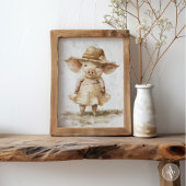 Varken in jurk  schilderij rustiek grillig poster