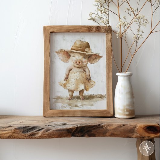 Varken in jurk schilderij rustiek grillig poster