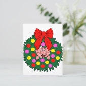 Varken in kerstkrans feestdagenkaart (Staand voorkant)