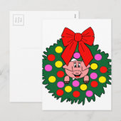 Varken in kerstkrans feestdagenkaart (Voorkant / Achterkant)