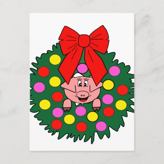 Varken in kerstkrans feestdagenkaart (Voorkant)