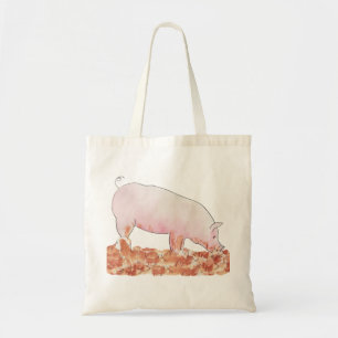 Varken in Modder Grappig Schattig Roze Waterverf D Tote Bag