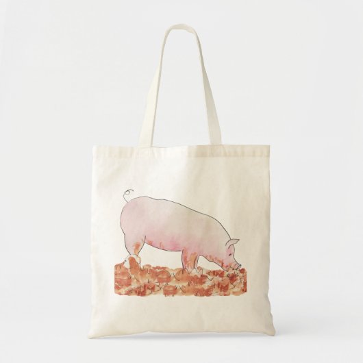 Varken in Modder Grappig Schattig Roze Waterverf D Tote Bag (Voorkant)
