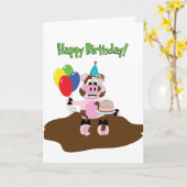 Varken in modder verjaardag Wenskaart Kaart (Gele Bloem)