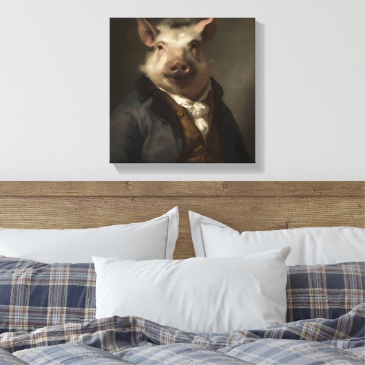varken in pak | Dierenkunst | Dier in een pak Canvas Afdruk (Insitu (Slaapkamer))