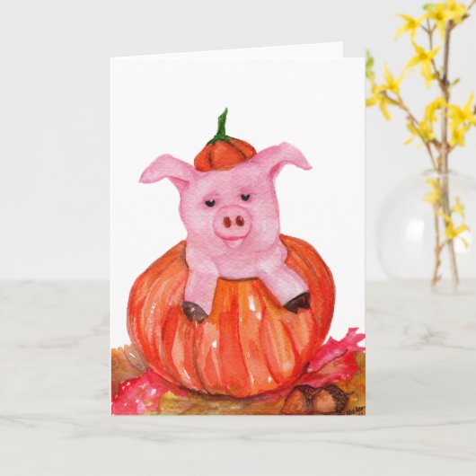 Varken in pompoen kaart (Gele Bloem)