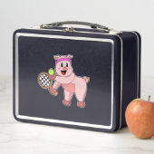 Varken in Tennis met Tennis racket (In situ)