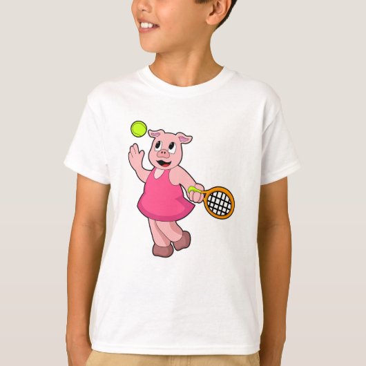 Varken in Tennis met Tennis racket T-shirt (Voorkant)