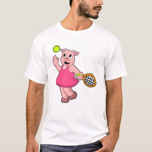 Varken in Tennis met Tennis racket T-shirt