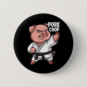 Varken Karate Varkenskarbonade Grappig Varken Zwij Ronde Button 5,7 Cm