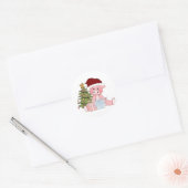 Varken & Kerstboom Ronde Sticker (Envelop)