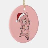 Varken Kerstmis Sneeuw Winter Dieren Varkens Volwa Keramisch Ornament (Rechts)