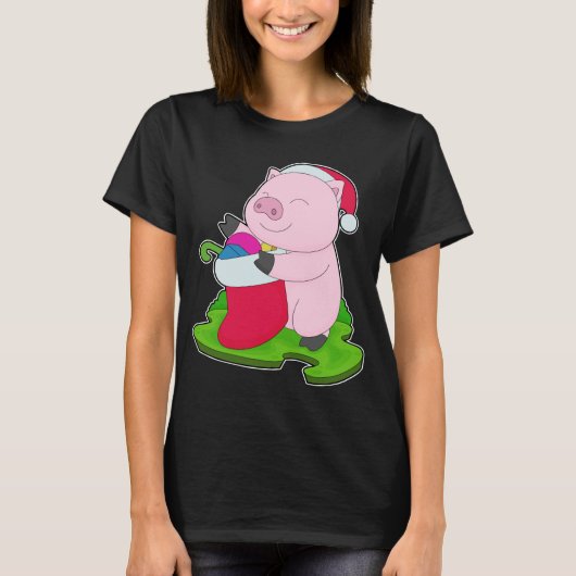 Varken Kerstmis sokken T-shirt (Voorkant)