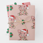 Varken Kerstmis Winter Dieren Vakantie Varkens Inpakpapier Vel (In situ)