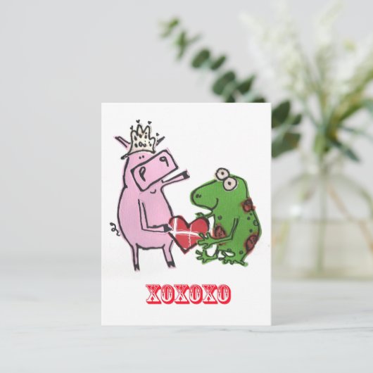 Varken & Kikker in de kaart van de liefdevalentijn (Staand voorkant)