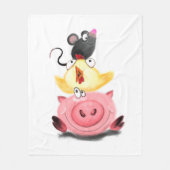 Varken Kip en Muis Vrienden Grappige Fleece Deken (Voorkant)