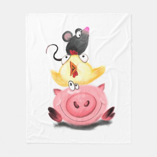 Varken Kip en Muis Vrienden Grappige Fleece Deken (Voorkant)