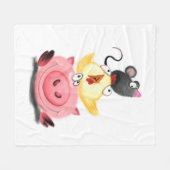Varken Kip en Muis Vrienden Grappige Fleece Deken (Voorkant (Horizontaal))