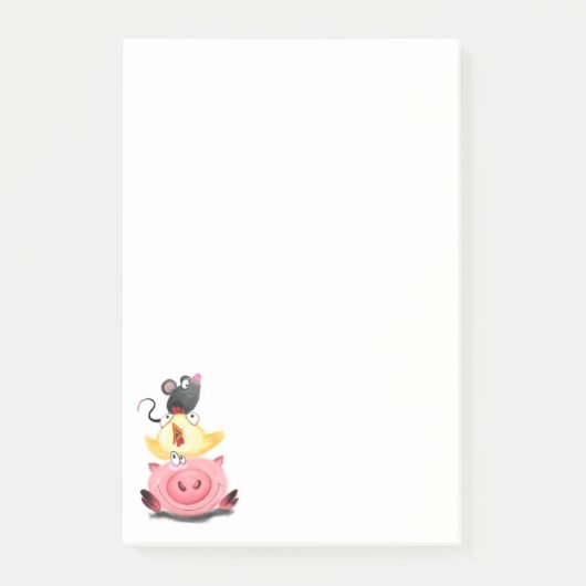 Varken Kip en Muis Vrienden Grappige Sticky Notes (Voorkant)