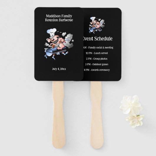 Varken Mascot Familie Reünie Evenement Schema Aang Handwaaier (Voorkant en achterkant)