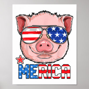 Varken Merica 4 juli T Shirt Meisjes Kinder Amerik Poster