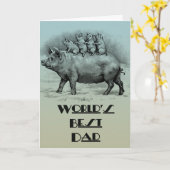 Varken met biggen Vaderdag Kaart (Gele Bloem)