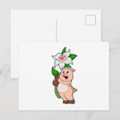 Varken met bloem lelie briefkaart (Voorkant / Achterkant)