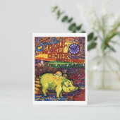 Varken met bloemen briefkaart (Staand voorkant)