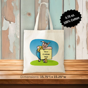 Varken met bord grote tote tas