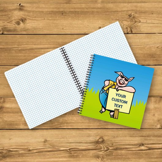 Varken met bord notitieboek