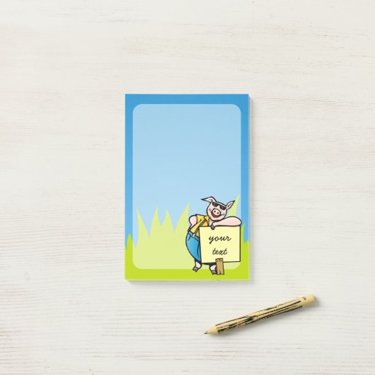 Varken met bord post-it® notes (Op bureau)