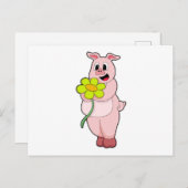 Varken met een gele bloem briefkaart (Voorkant / Achterkant)