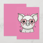 Varken met een hartvormige zonnebril bedankkaart (Voorkant / Achterkant)