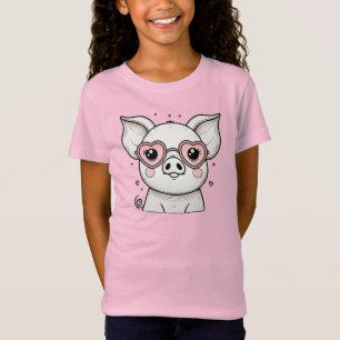 Varken met een hartvormige zonnebril t-shirt