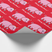 Varken met een Santa Hat en Bow Cadeaupapier (Hoek)