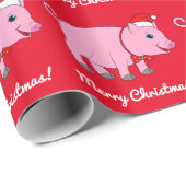 Varken met een Santa Hat en Bow Cadeaupapier (Rol Hoek)
