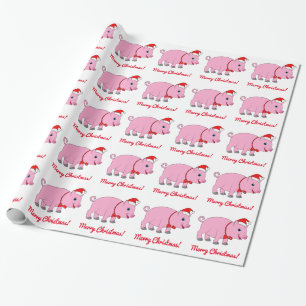 Varken met een Santa Hat en Bow Cadeaupapier