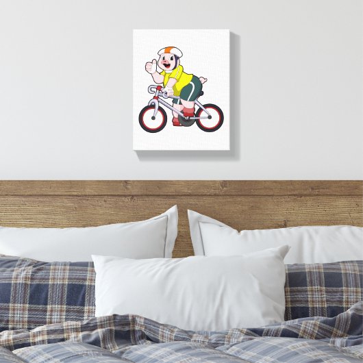 Varken met fiets en helm canvas afdruk (Insitu (Slaapkamer))