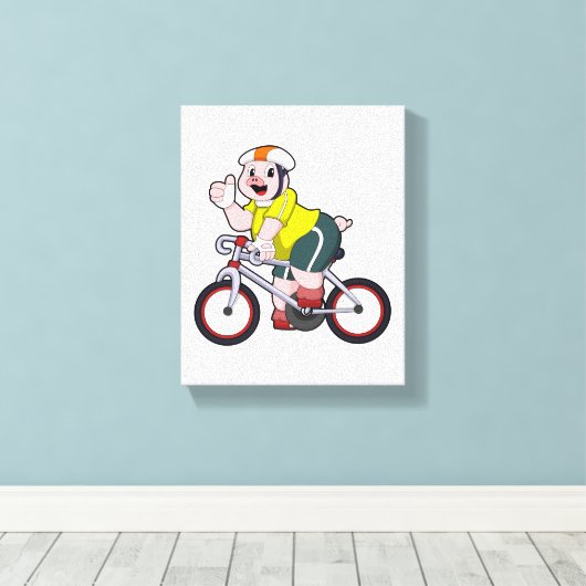 Varken met fiets en helm canvas afdruk (Insitu (Houten vloer))