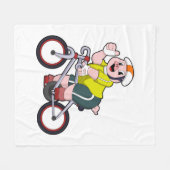 Varken met fiets en helm fleece deken (Voorkant (Horizontaal))